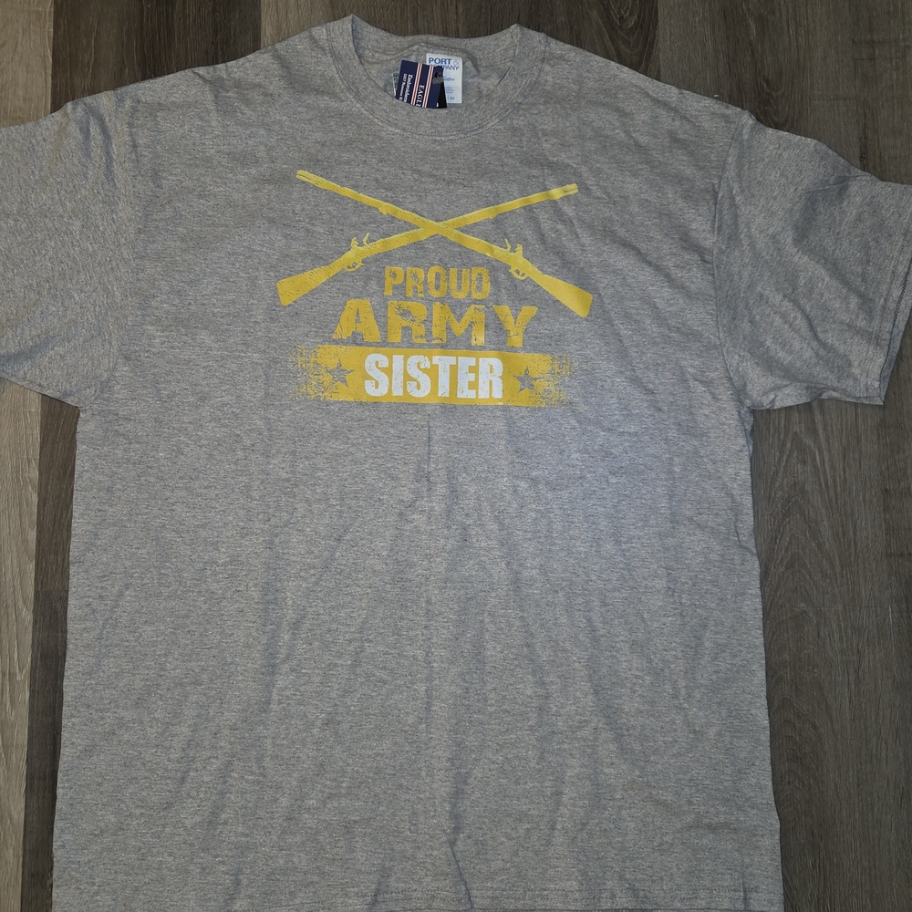 Port and Company Gray Tee with Yellow Print